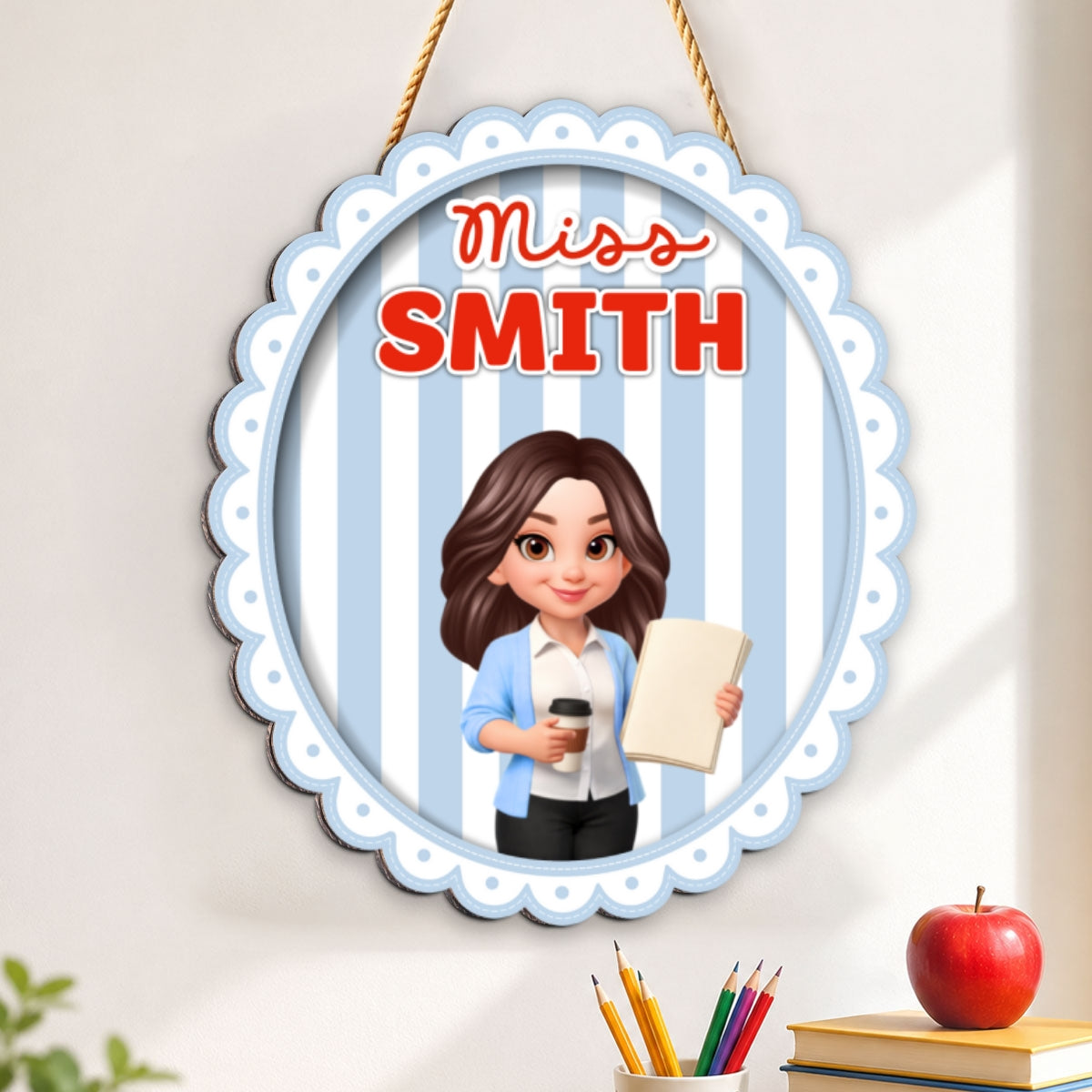 Coquette Striped Style Teacher Welcome To Classroom - Personalized Wood Sign - Back To School, Classroom Decor