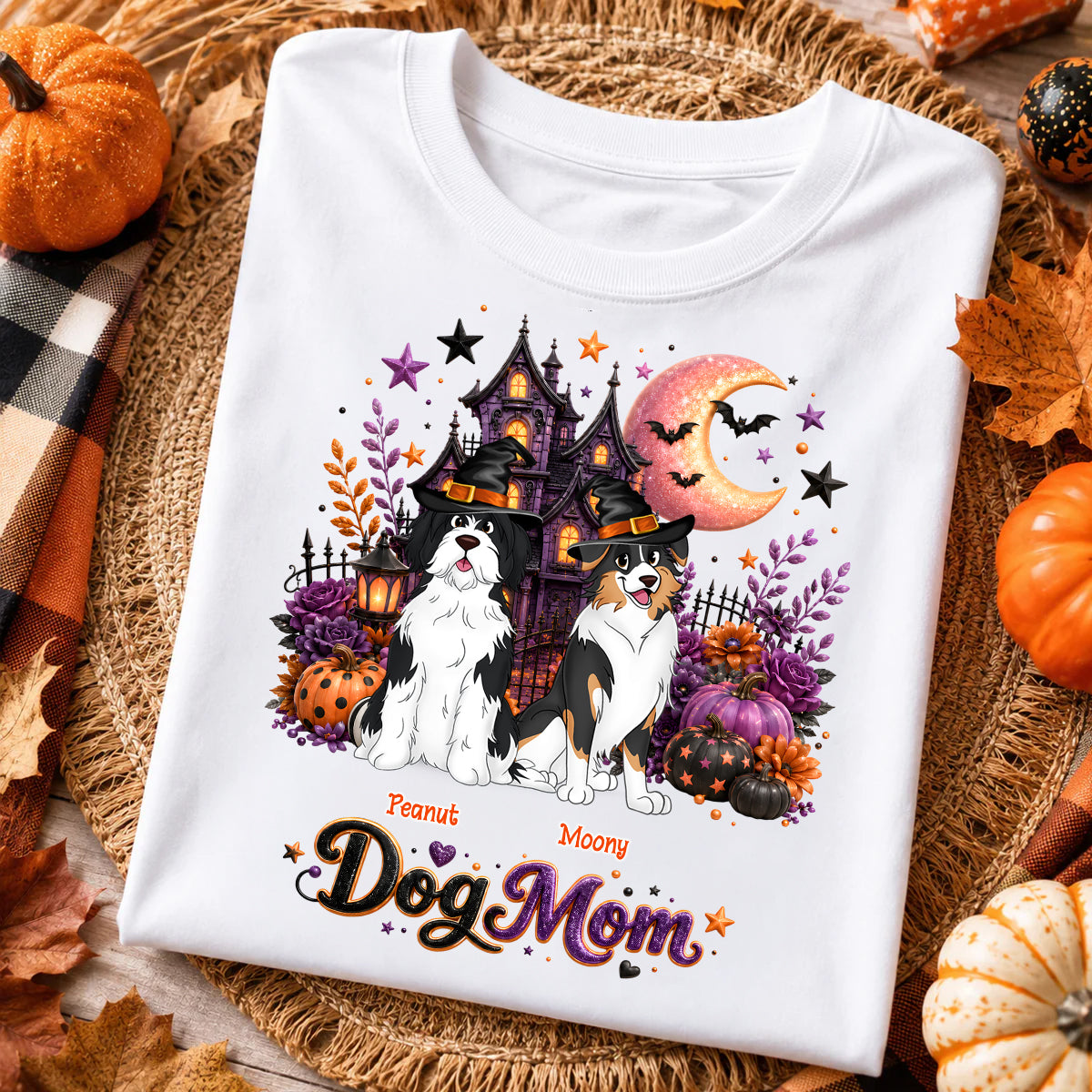 Dog Mom Spooky Haunted House Halloween - Personalized Shirt - Halloween Gift, Gift For Dog Lovers