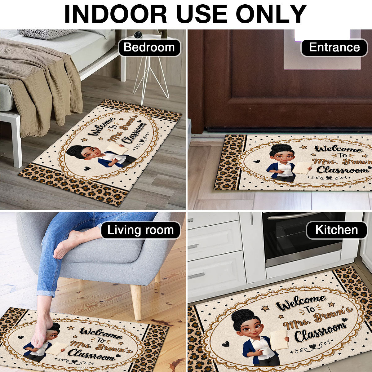 Leopard Style Welcome To Classroom - Personalized Doormat - Back To School Gift For Teacher, Classroom Decor