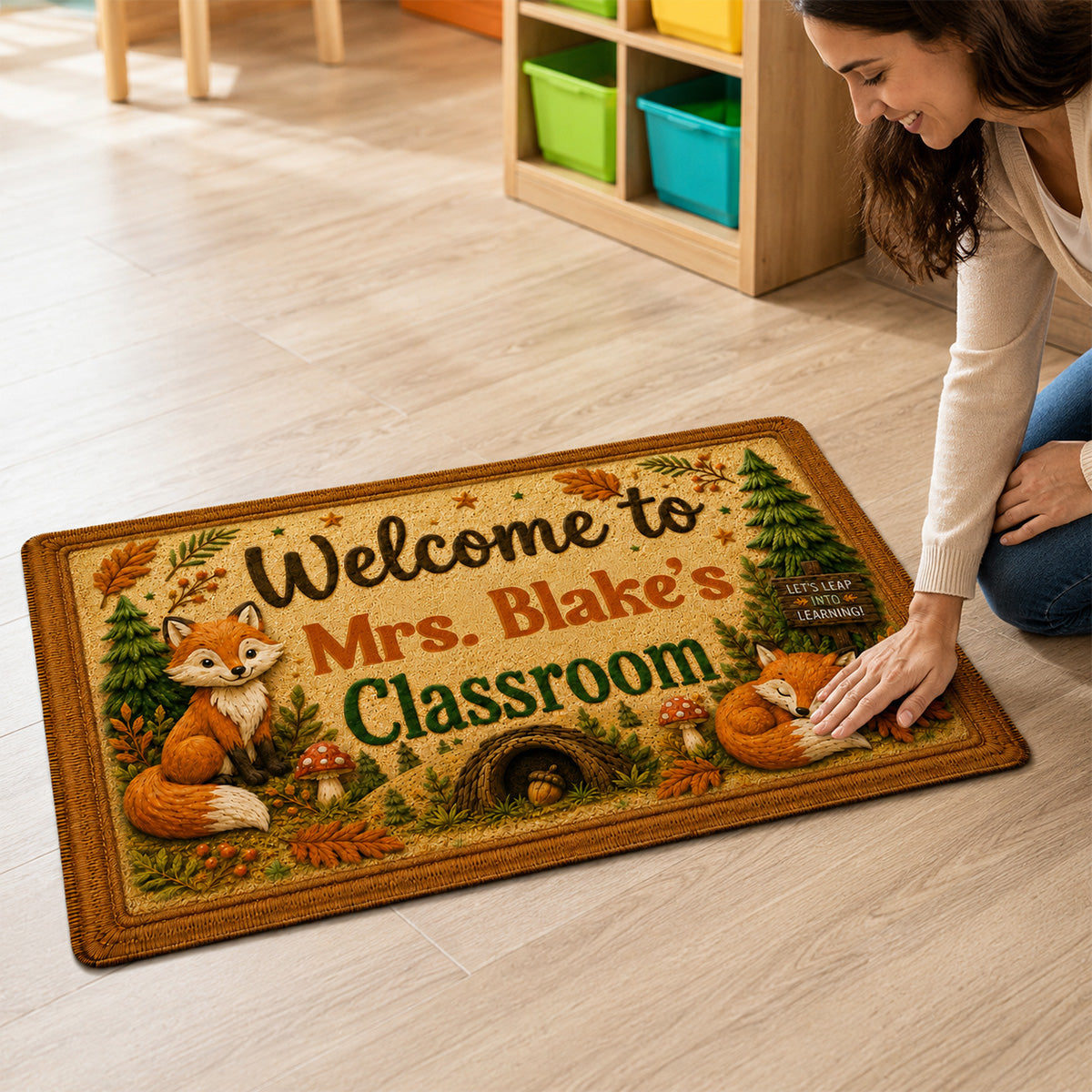 Woodland Animals Teacher Welcome - Personalized Doormat - Back To School Gift