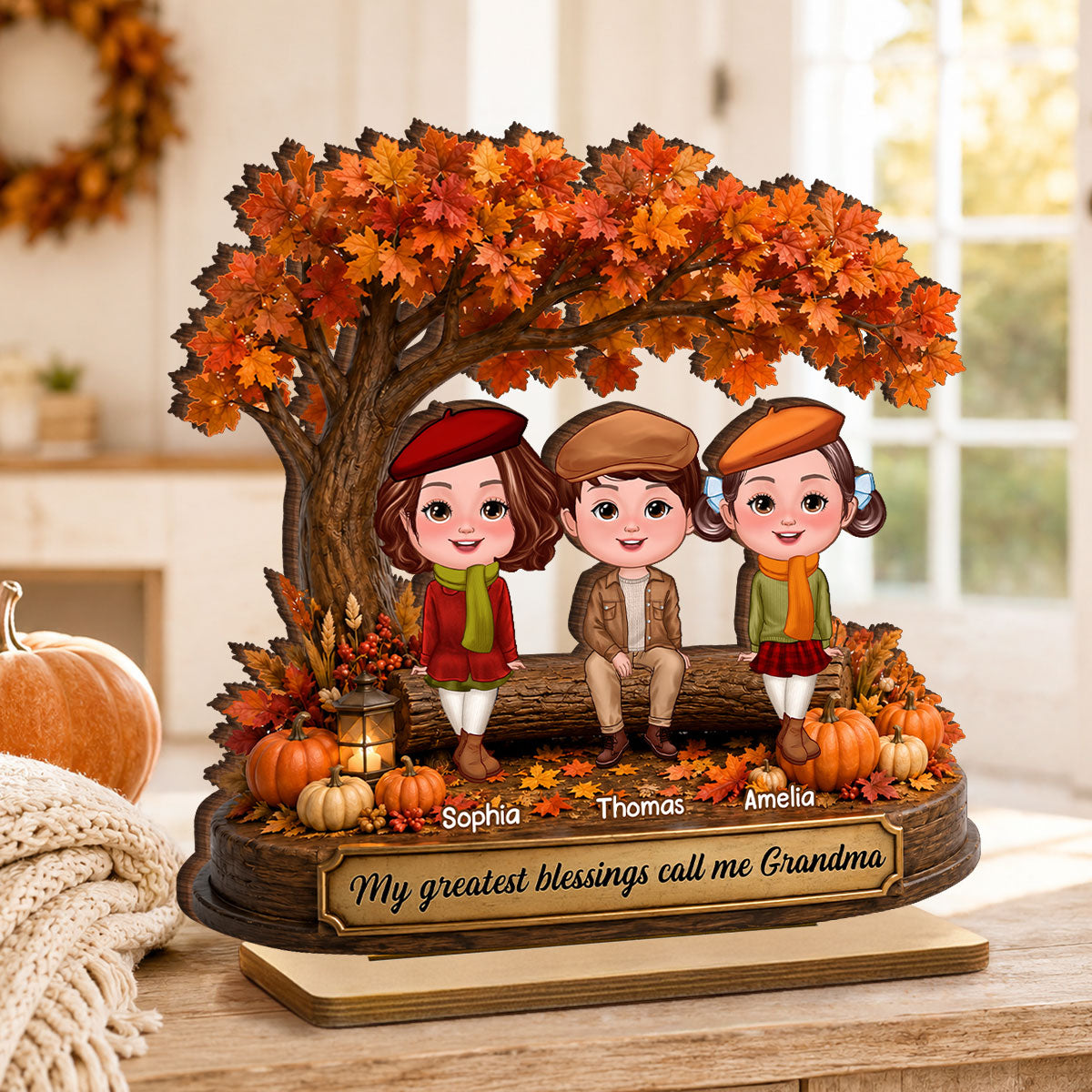 My Greatest Blessings Call Me Grandma - Personalized 2-Layered Wooden Plaque - Fall Season Gift, Gift For Grandma