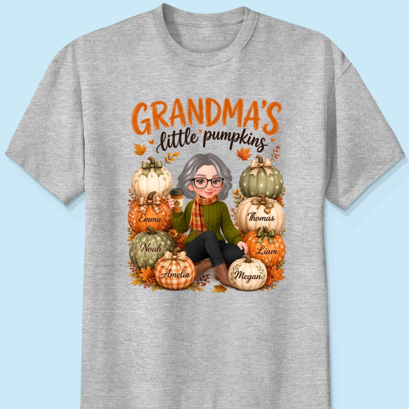 Grandma's Little Pumpkins - Personalized Shirt - Cozy Fall Tee for Grandma