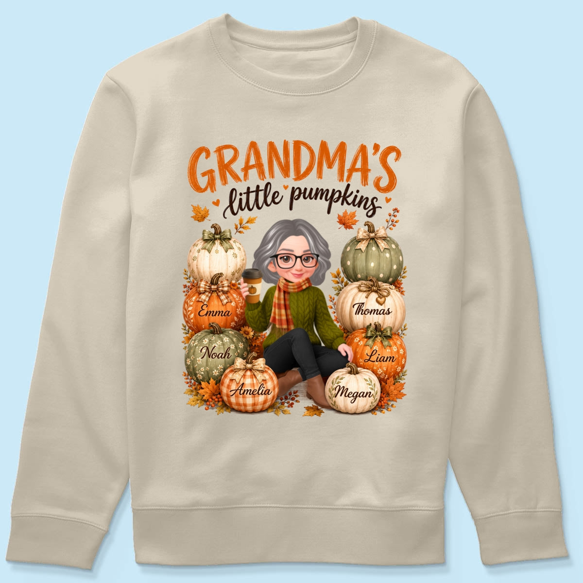 Grandma's Little Pumpkins - Personalized Shirt - Cozy Fall Tee for Grandma