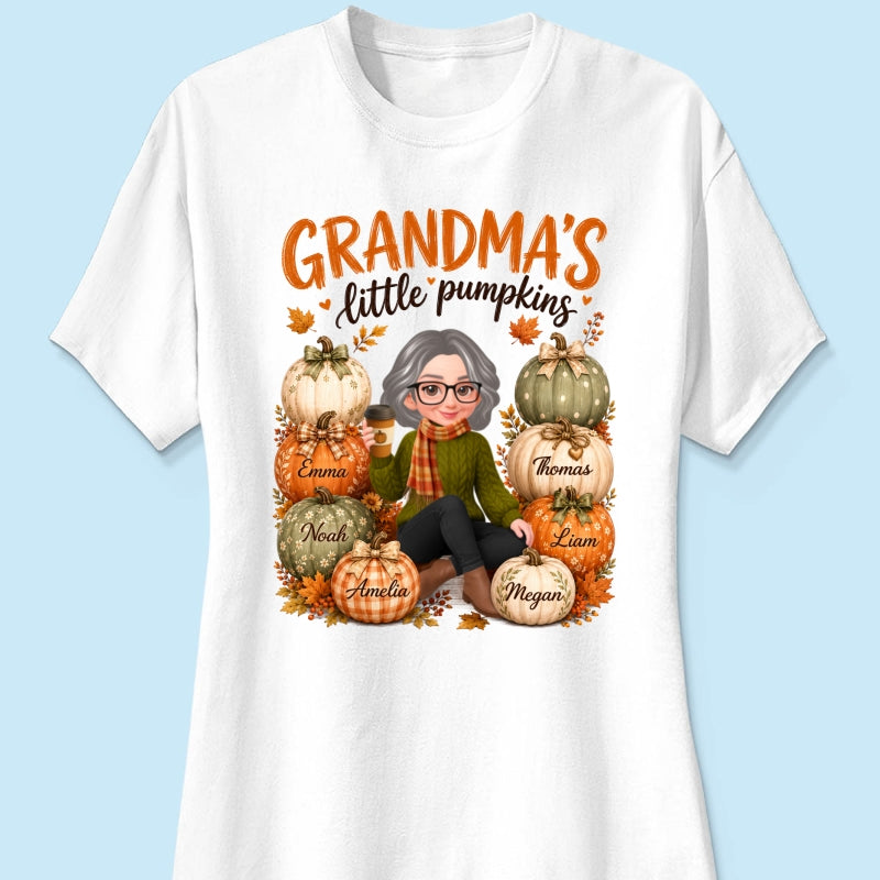 Grandma's Little Pumpkins - Personalized Shirt - Cozy Fall Tee for Grandma