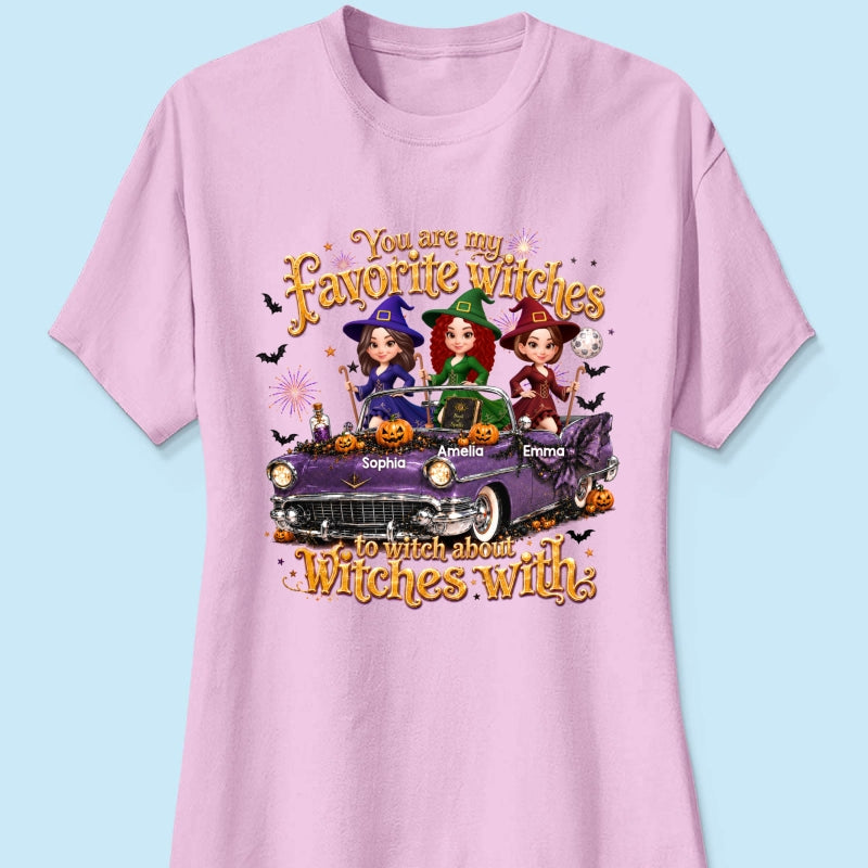 Besties Witch In Car Halloween - Personalized Shirt - Halloween Gift, Gift For Best Friends