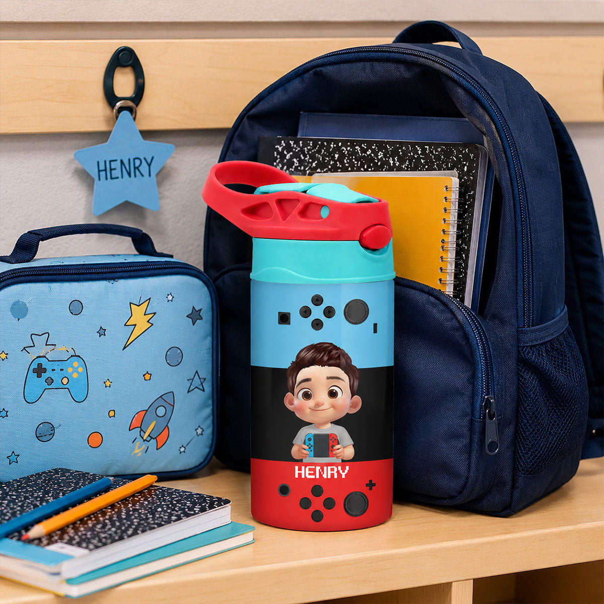 Happy Gamer - Personalized Kid Insulated Water Bottle - Back To School Gift For Kid, Girl, Boy