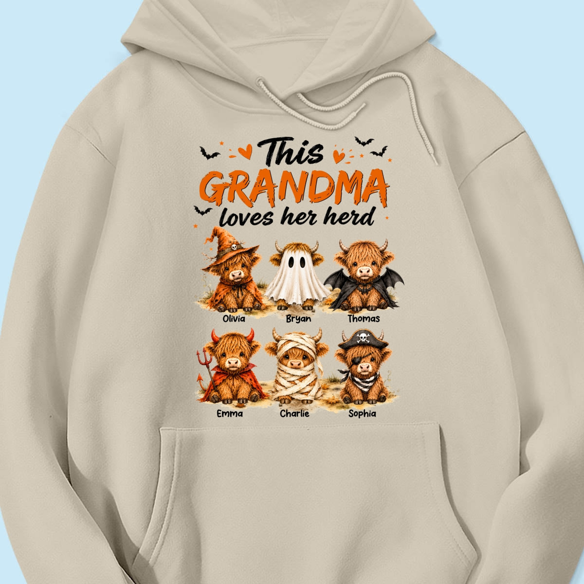 Funny Halloween Highland Cow - Personalized Shirt - Gift For Gramdmas, Moms
