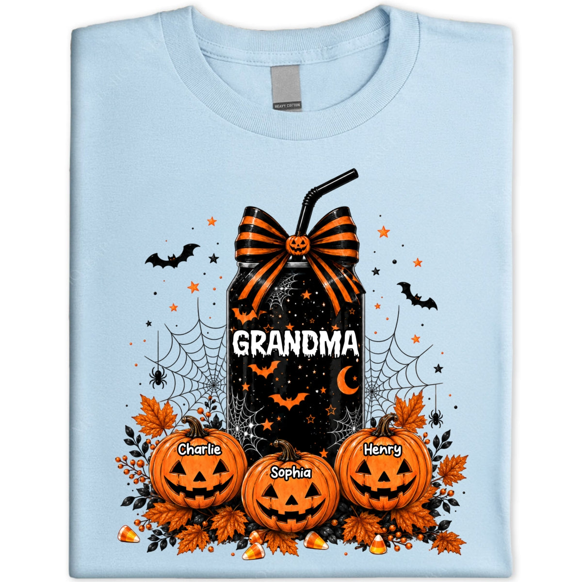 Trending Halloween Retro Soda Grandma Custom Kids Names - Personalized Shirt - Halloween Shirt For Grandma