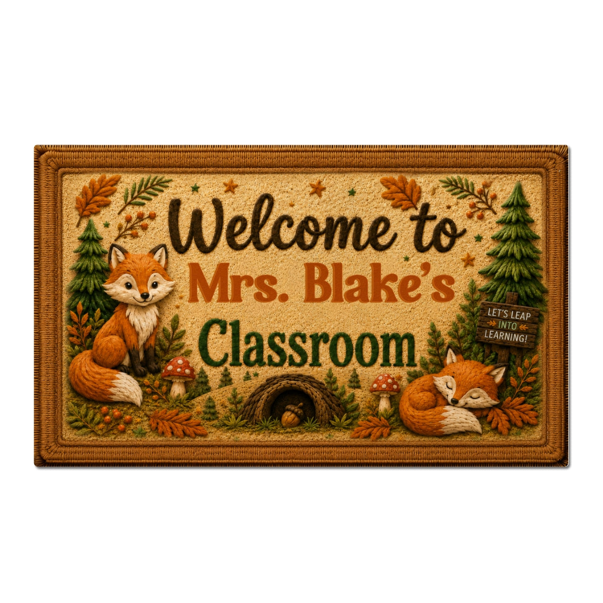 Woodland Animals Teacher Welcome - Personalized Doormat - Back To School Gift