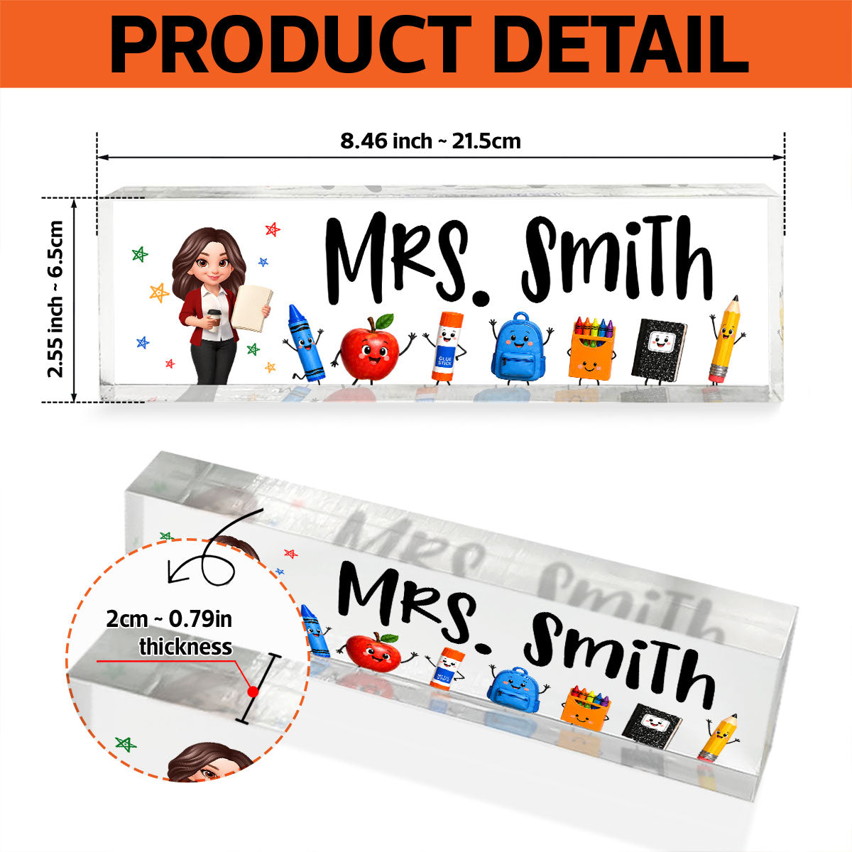 Funny Teacher Life Happy School Suppliers Friends - Personalized Acrylic Desk Name Plate - Back To School Gift For Teacher