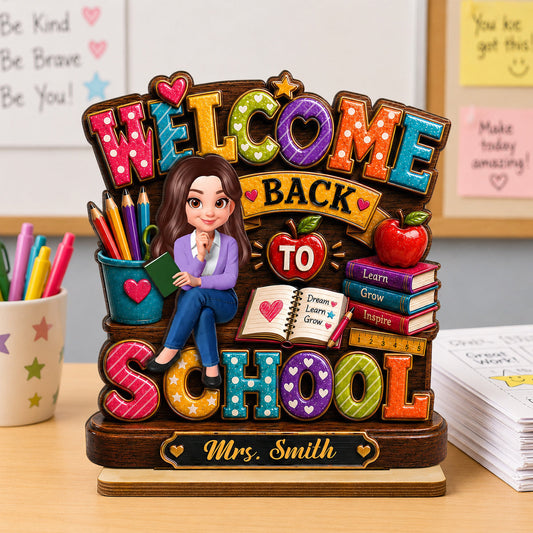 Teacher Welcome Back to School - Personalized 2-Layered Wooden Plaque - Back to School Gift for Teachers