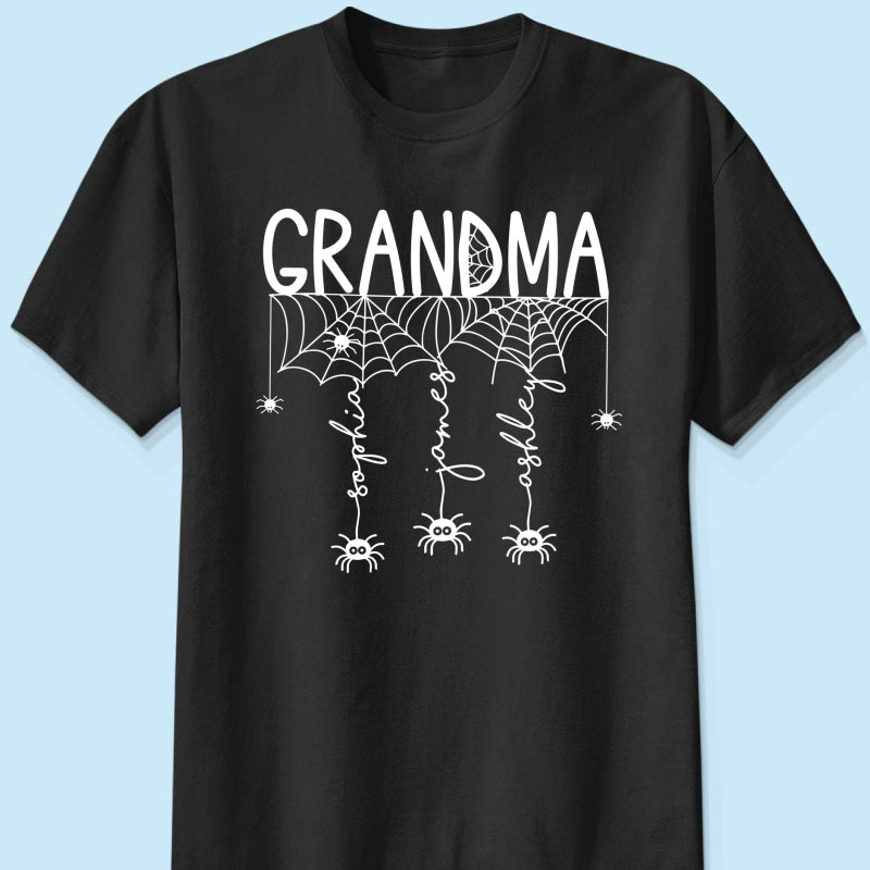 Grandma Mom Spooky Spiders - Personalized Shirt - Halloween Gift