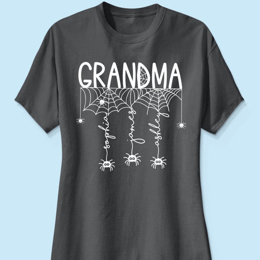 Grandma Mom Spooky Spiders - Personalized Shirt - Halloween Gift