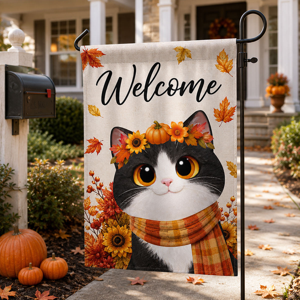Cute Cats Welcome - Personalized Garden Flag - Cozy Fall Decor for Cat Lovers