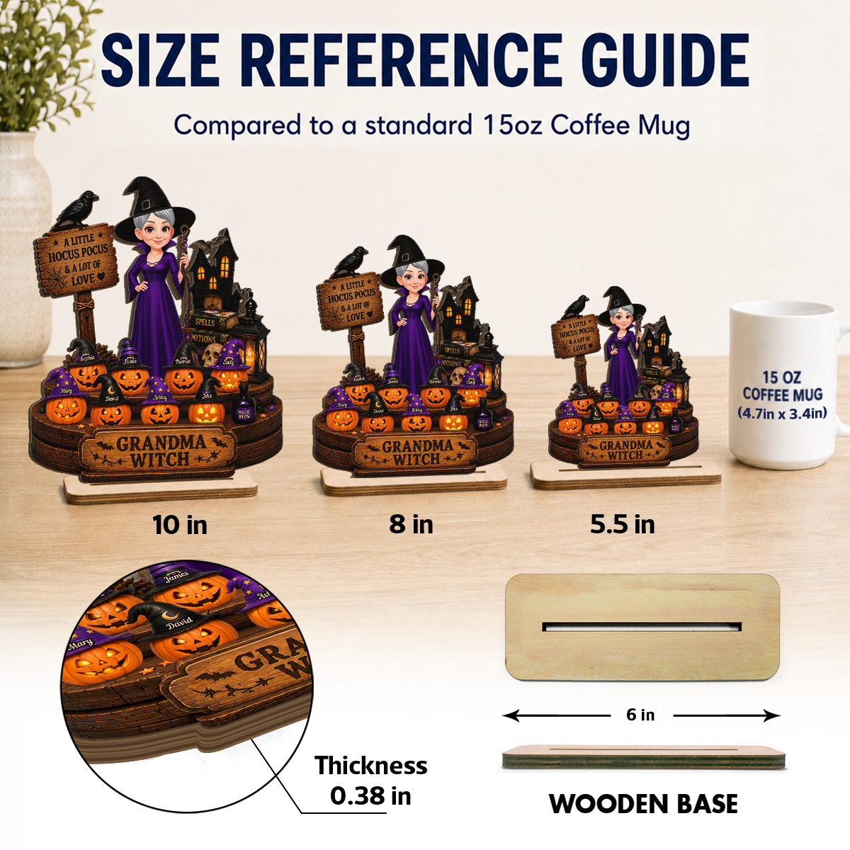 Halloween Grandma Little Pumpkin 2D Flat - Personalized Wooden Plaque