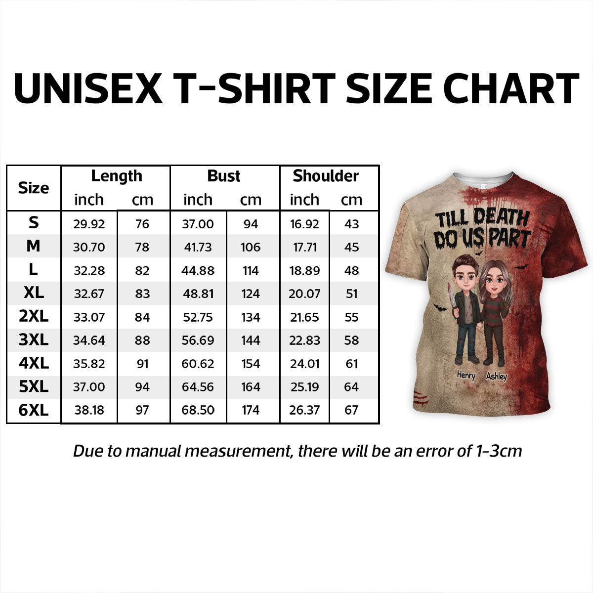Halloween Horror Theme Couple Till Death Do Us Part - Personalized Shirt - Halloween Shirt For Couple