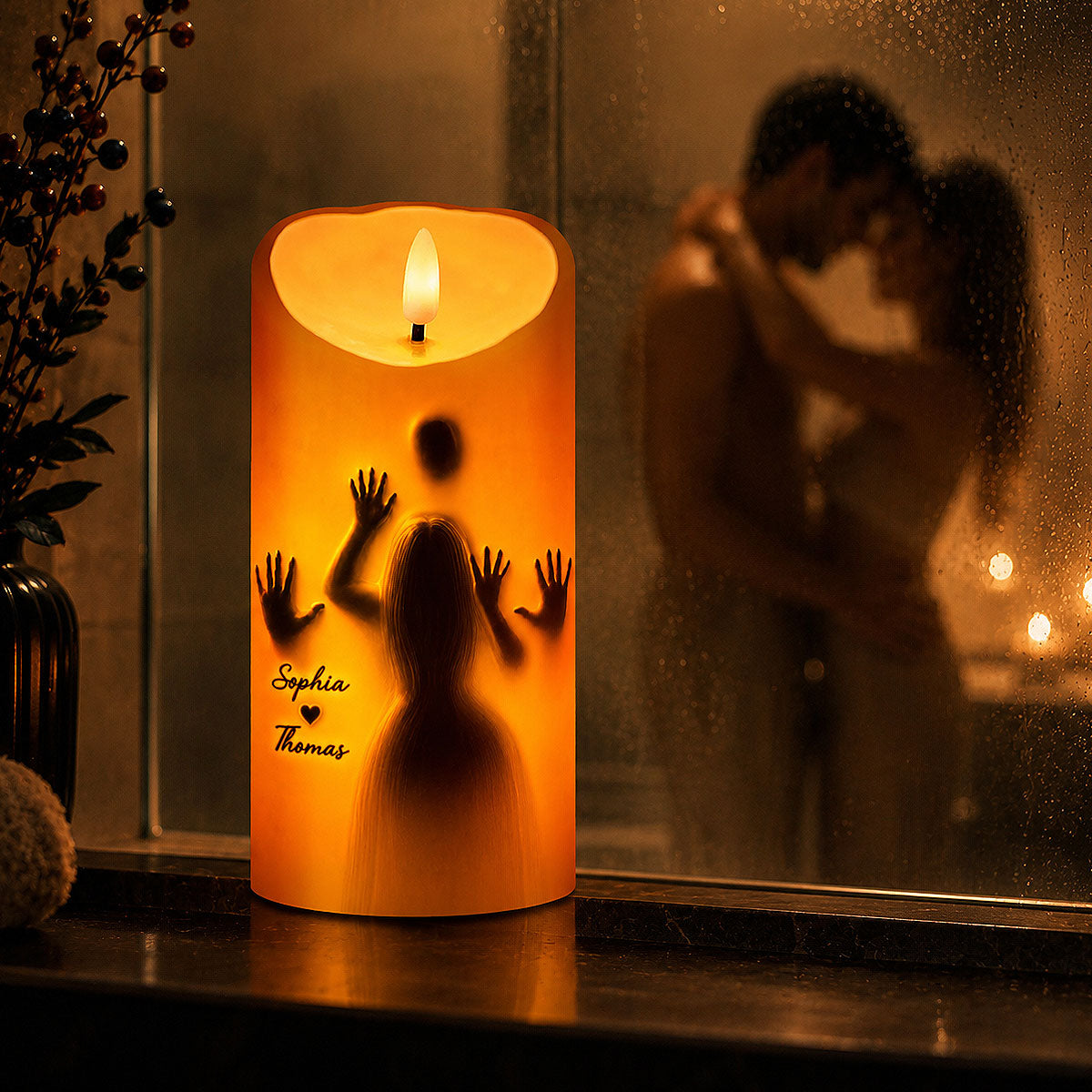 Can’t Keep My Hands Off You Naughty Couple Silhouette - Personalized LED Candle - Funny Gift For Couples