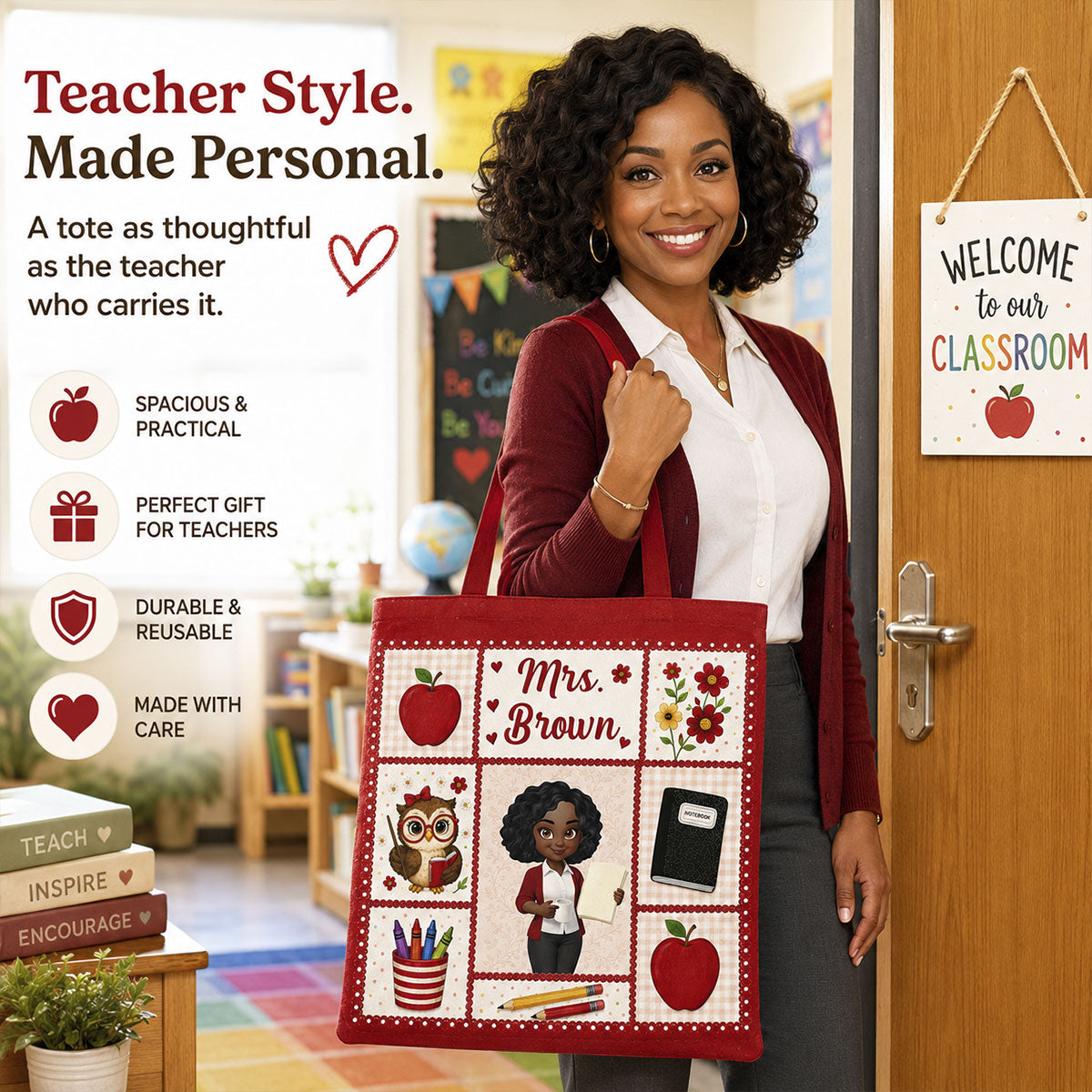 Amazing Teacher - Personalized Tote Bag - Back To School Gift For Teachers, Besties