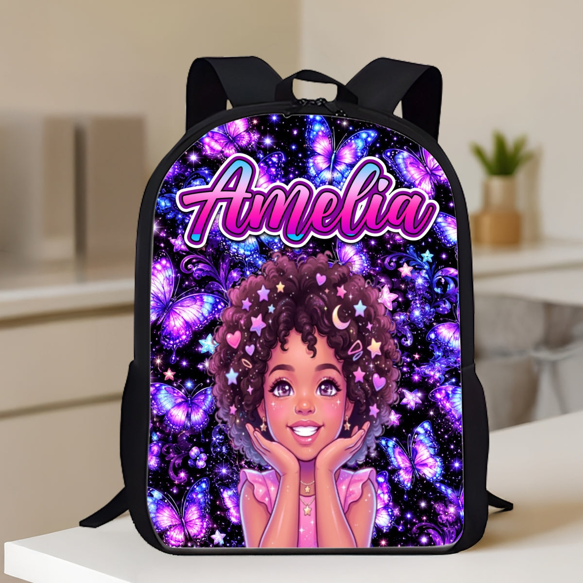 Girls Backpack Butterfly Custom Photo - Personalized Backpack - Back To School Gift, Gift For Kids