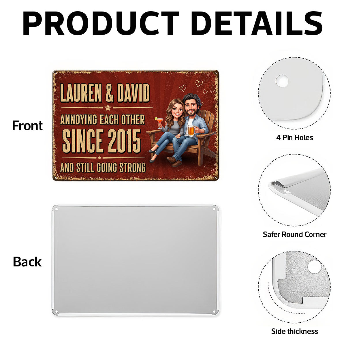 Custom Photo Couple Annoying Each Other - Personalized Metal Sign - Anniversary Gift for Her, for Him