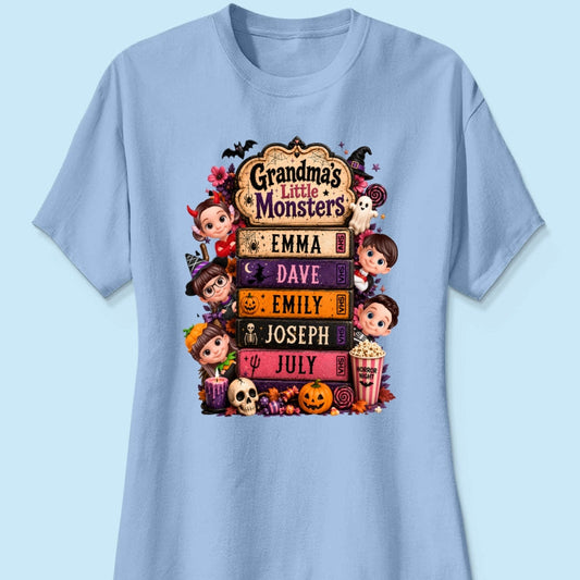 Retro Halloween Movie Grandma Grandkids - Personalized Shirt - Halloween Gift, Gift For Grandma