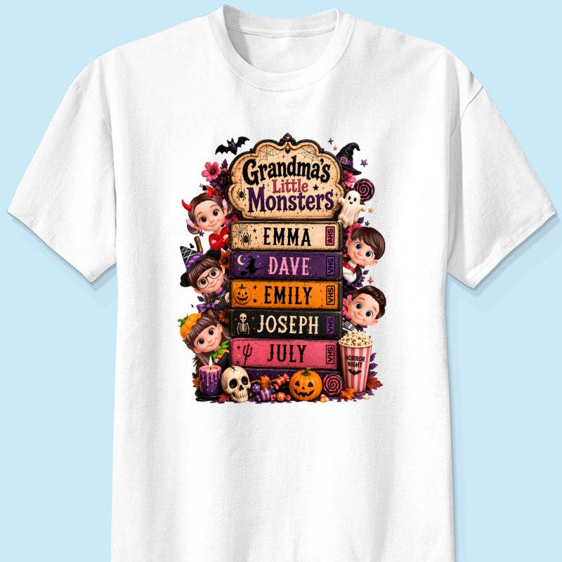 Retro Halloween Movie Grandma Grandkids - Personalized Shirt - Halloween Gift, Gift For Grandma