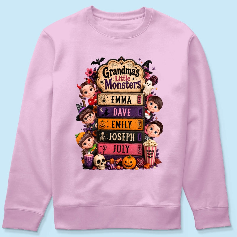 Retro Halloween Movie Grandma Grandkids - Personalized Shirt - Halloween Gift, Gift For Grandma