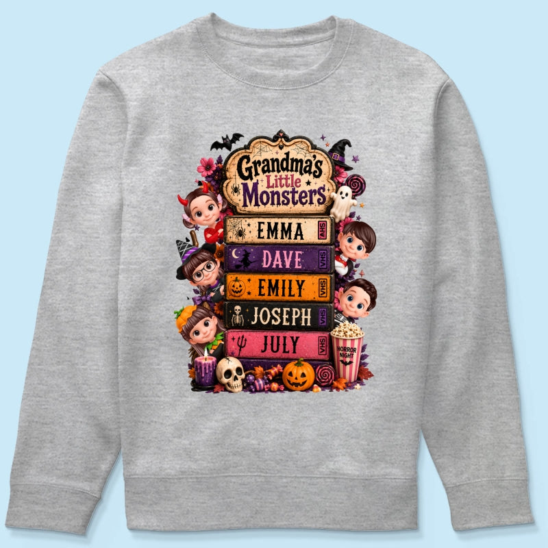 Retro Halloween Movie Grandma Grandkids - Personalized Shirt - Halloween Gift, Gift For Grandma