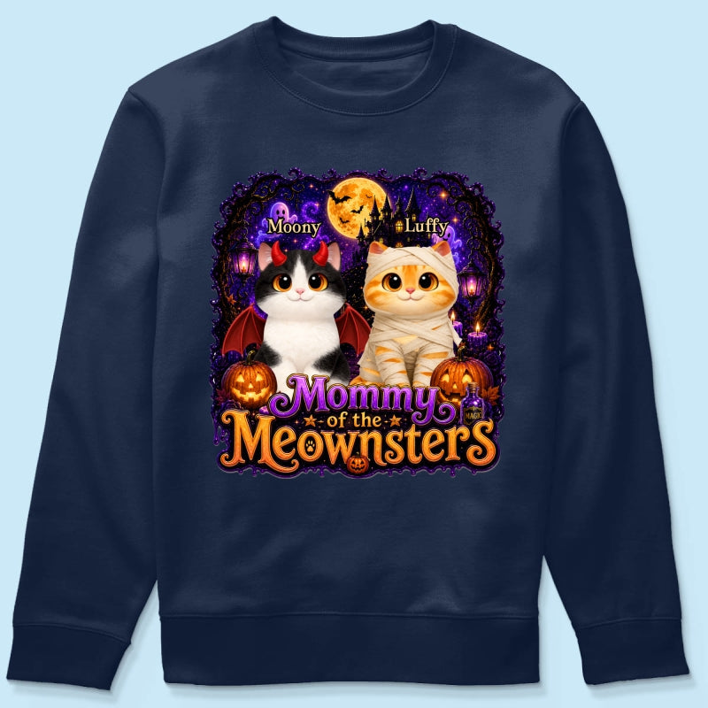 Mommy Spooky Halloween Cat Meownsters - Personalized Shirt - Halloween Gift, Gift For Cat Lovers