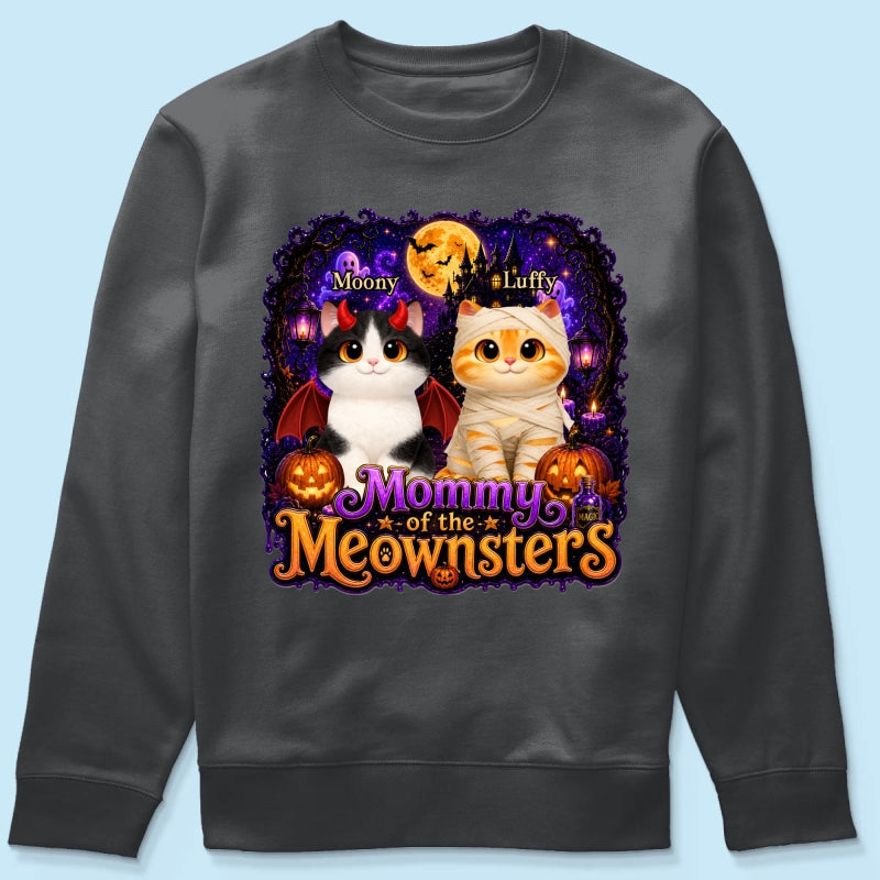 Mommy Spooky Halloween Cat Meownsters - Personalized Shirt - Halloween Gift, Gift For Cat Lovers