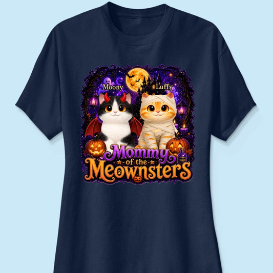 Mommy Spooky Halloween Cat Meownsters - Personalized Shirt - Halloween Gift, Gift For Cat Lovers