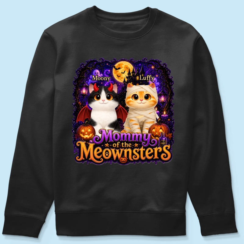 Mommy Spooky Halloween Cat Meownsters - Personalized Shirt - Halloween Gift, Gift For Cat Lovers