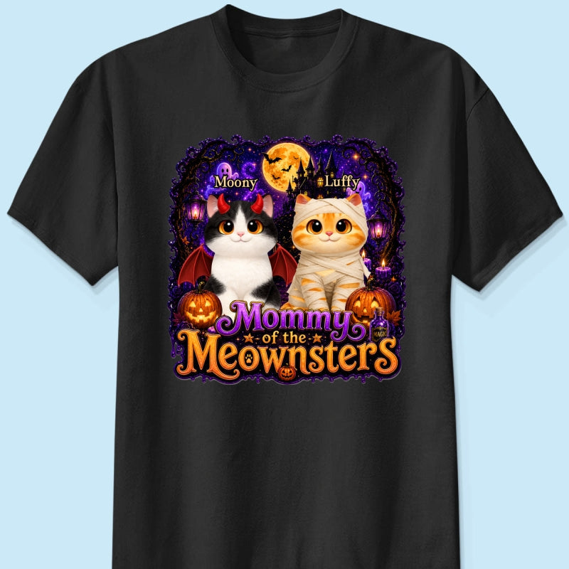 Mommy Spooky Halloween Cat Meownsters - Personalized Shirt - Halloween Gift, Gift For Cat Lovers