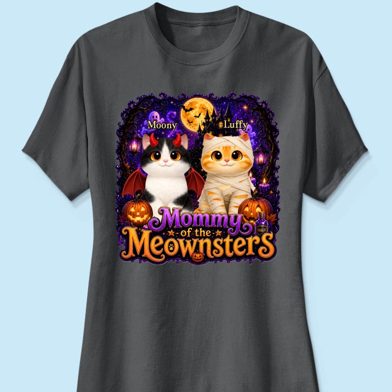 Mommy Spooky Halloween Cat Meownsters - Personalized Shirt - Halloween Gift, Gift For Cat Lovers