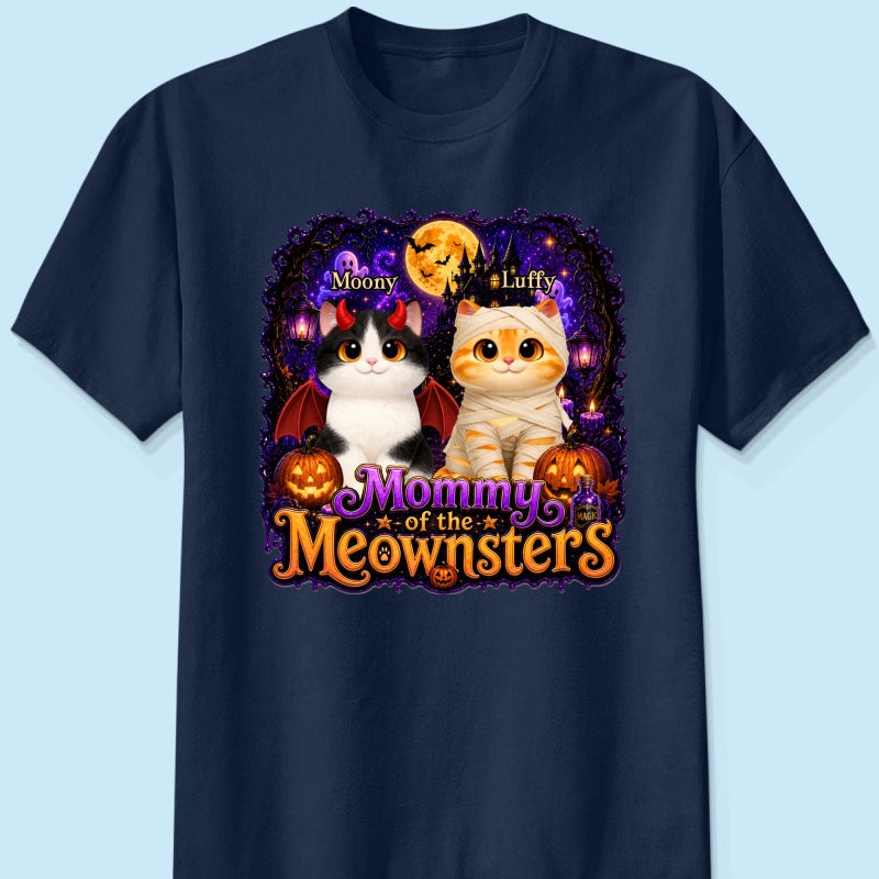 Mommy Spooky Halloween Cat Meownsters - Personalized Shirt - Halloween Gift, Gift For Cat Lovers