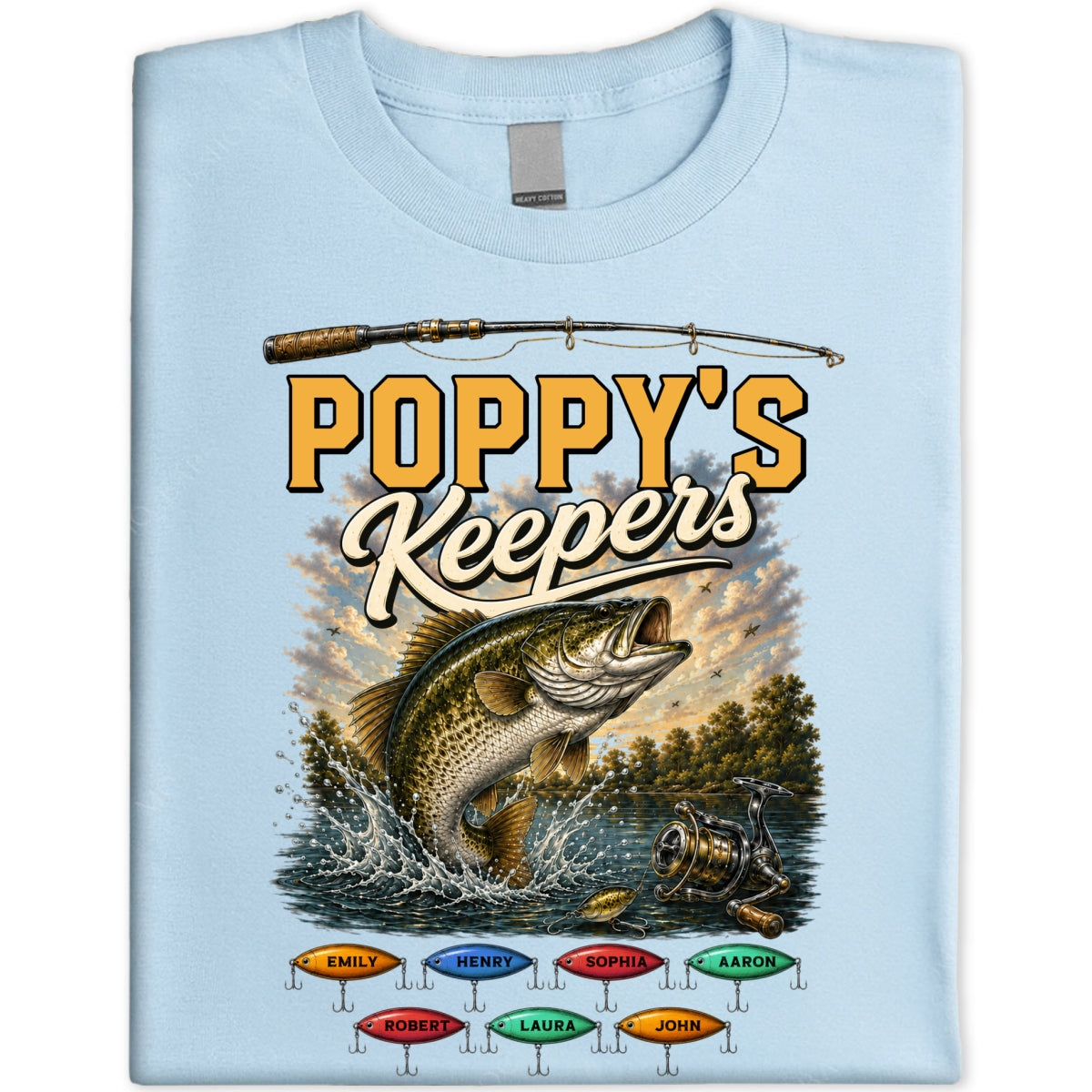 Poppy's Keepers Fishing With Grandkids Names - Personalised Shirt - Father's Day Gift For Dad, Grandpa