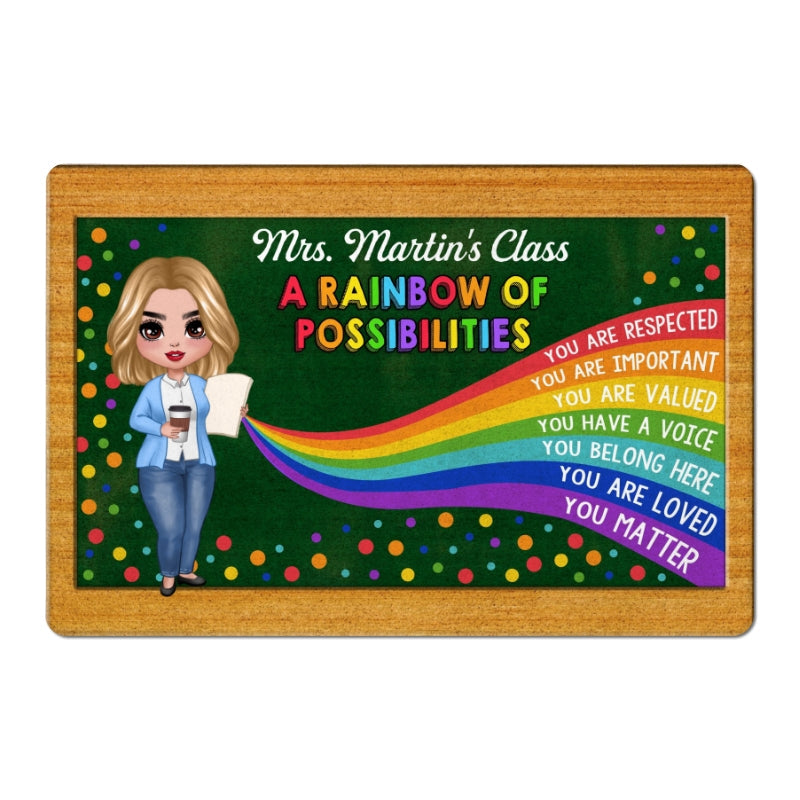 Teacher Classroom Rainbow Of Possibilities Back To School Personalized Doormat