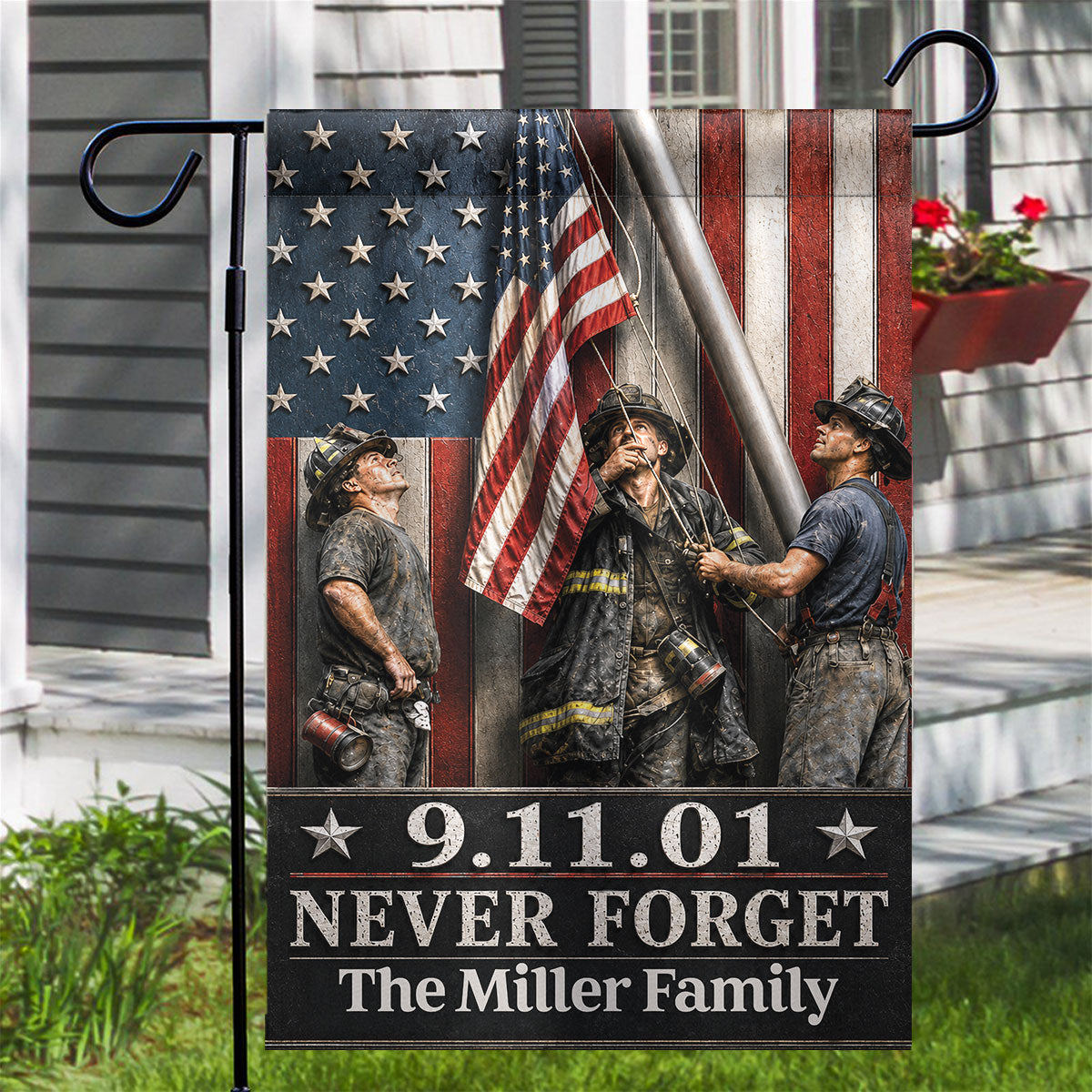 9/11 Memorial Flag of Heroes - Personalized Garden Flag - Outdoor Indoor House Outside Decor