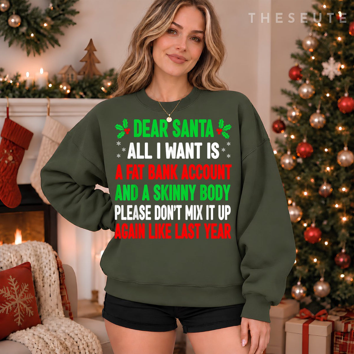 Funny Christmas Shirts For Women Men Adult Dear Santa Sweatshirt