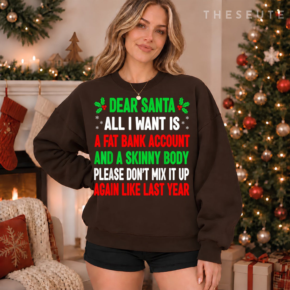 Funny Christmas Shirts For Women Men Adult Dear Santa Sweatshirt