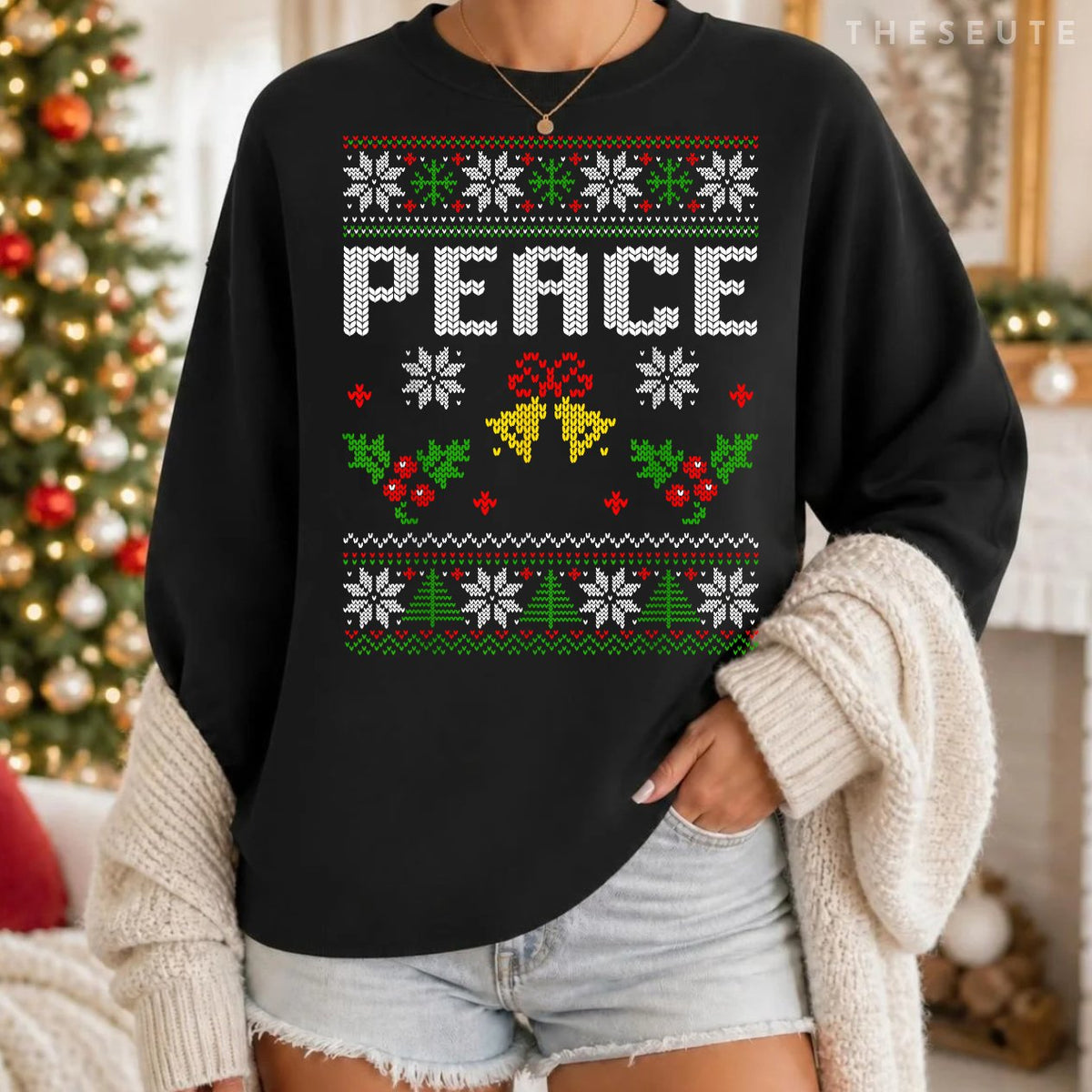 Peace I Come In Peace Couple Matching Ugly Christmas Sweatshirt