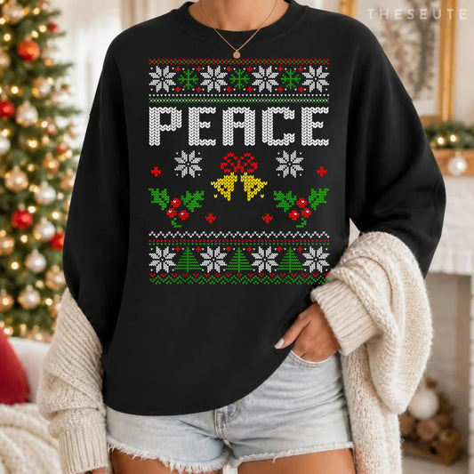 Peace I Come In Peace Couple Matching Ugly Christmas Sweatshirt