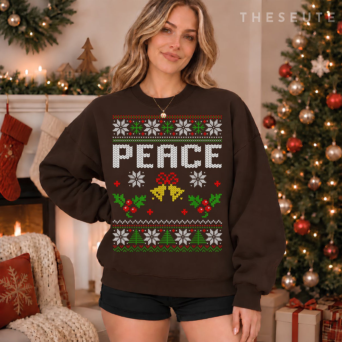 Peace I Come In Peace Couple Matching Ugly Christmas Sweatshirt