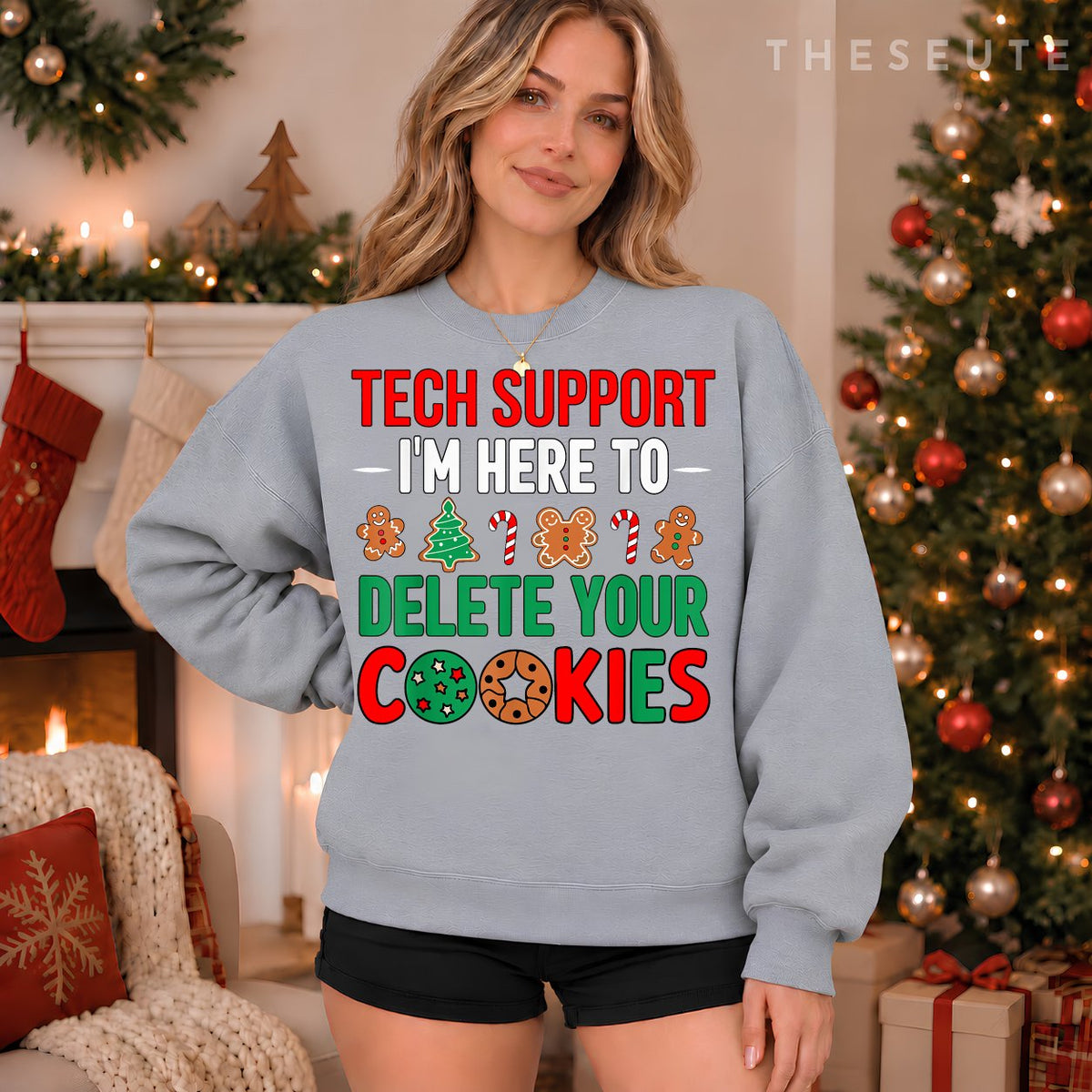 Tech Support Christmas Cookies Women Men Funny Christmas Sweatshirt
