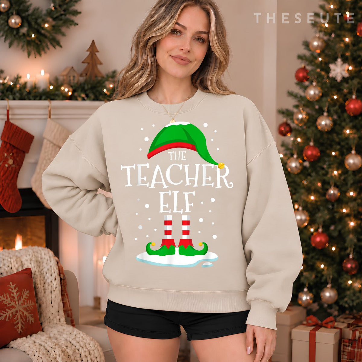 The Teacher Elf Christmas Family Matching Xmas Group Funny Sweatshirt