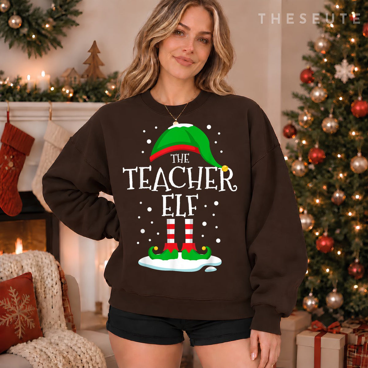 The Teacher Elf Christmas Family Matching Xmas Group Funny Sweatshirt