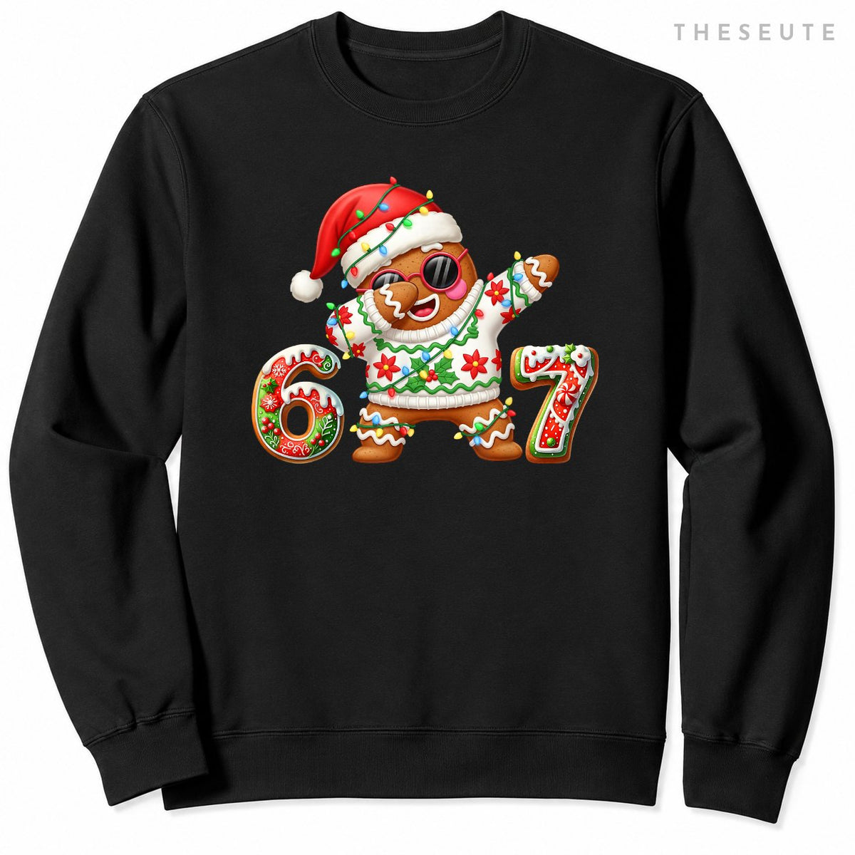 Funny Gingerbread Six Seven 67 Ice Cream Drip Christmas Boys Sweatshirt