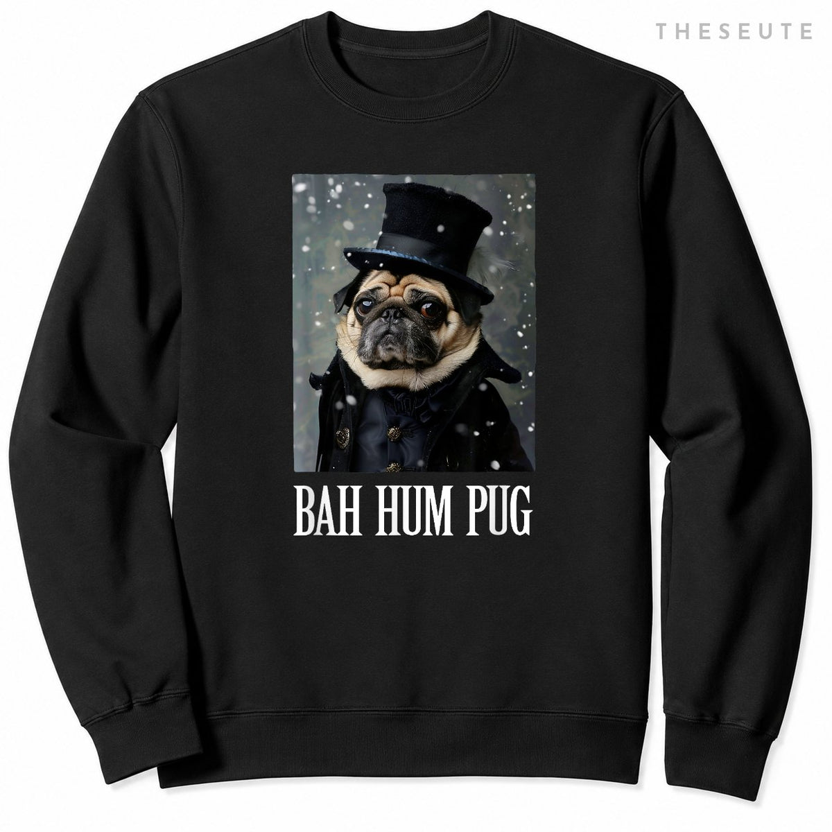 Funny Dog Bah Hum Pug Christmas Pet Holiday Photo Humbug Bug Sweatshirt