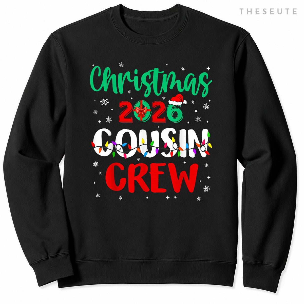 Christmas 2026 Cousin Crew Xmas Lights Funny Matching Pajama Sweatshirt