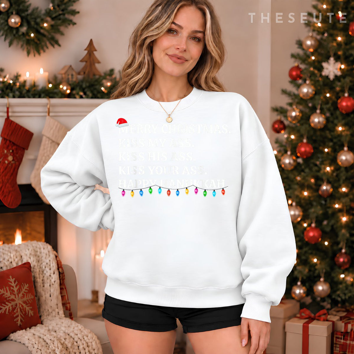 Merry Christmas Kiss My Ass His Ass Your Ass Happy Hanukkah Sweatshirt